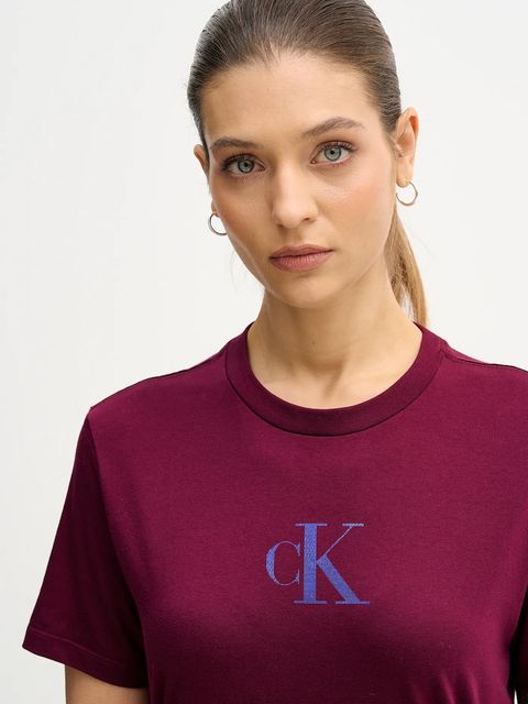 Calvin Klein Jeans t-shirt bawełniany damski kolor fioletowy LV047E804G