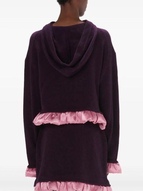JW Anderson satin-trimmed cropped hoodie - Purple