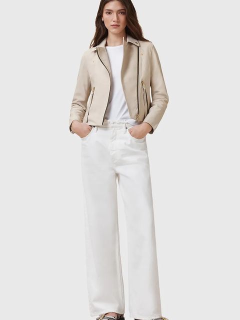 AllSaints ramoneska skórzana DALBY kolor biały przejściowa W087LB