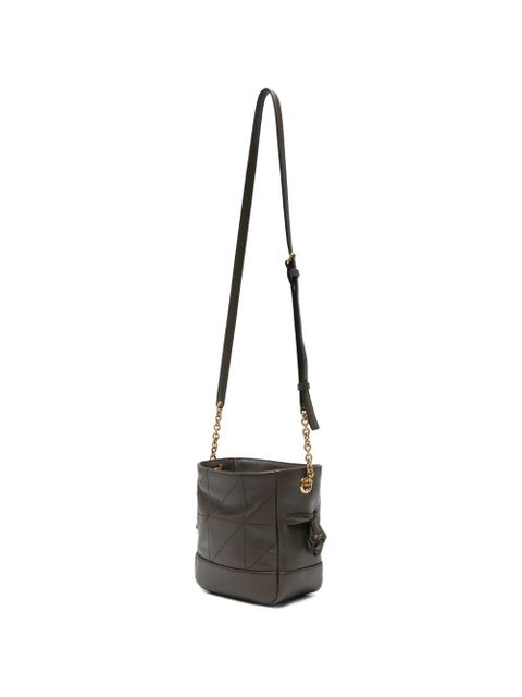 Saint Laurent mini Jamie quilted logo-plaque clutch bag - Brown