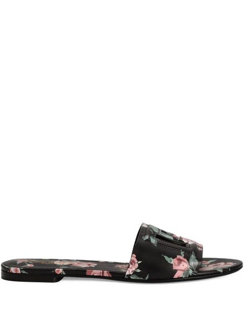 Dolce & Gabbana logo floral print slides - Black - zdjęcie produktu nr 1