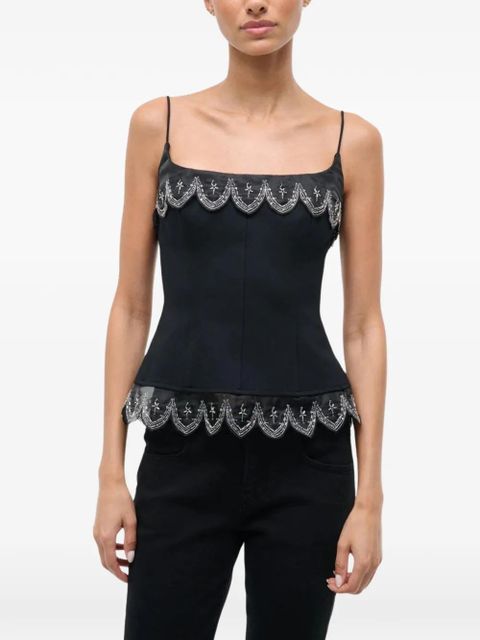 STAUD Colette scalloped top - Black
