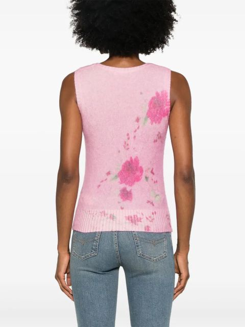 Blumarine roses-print tank top - Pink