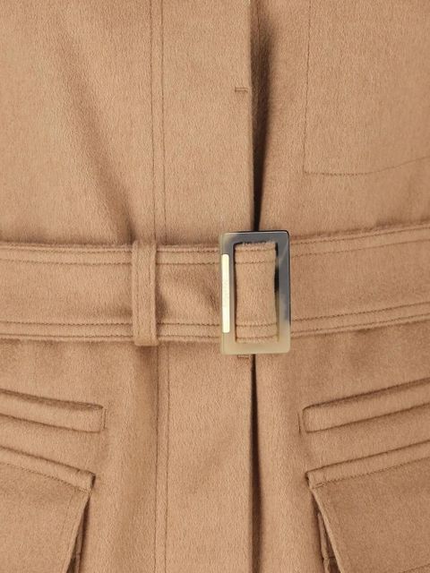 Max Mara LEVA corduroy-collar belted jacket - Brown