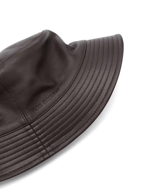 Yves Salomon tonal-stitching leather bucket hat - Brown - zdjęcie produktu nr 2