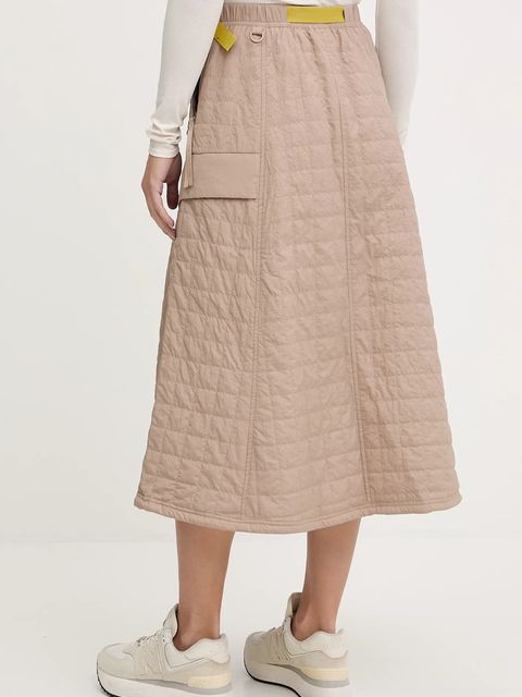 The North Face spódnica Quilted Volume kolor beżowy midi rozkloszowana NF0A8E7BBOX1