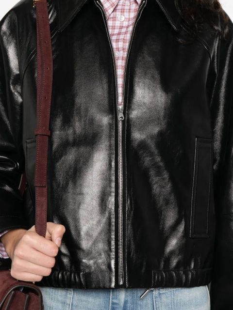 SANDRO zip leather jacket - Black