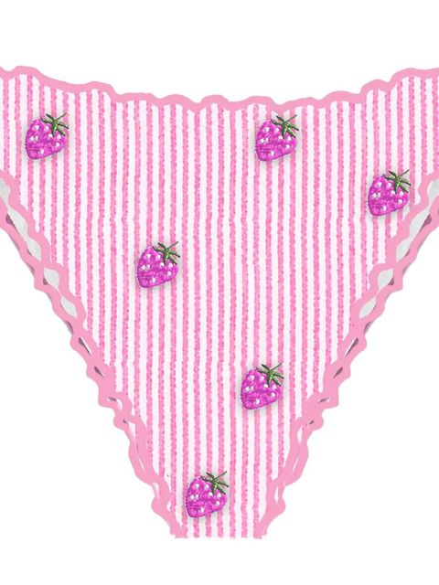MC2 Saint Barth strawberry-embroidered striped bikini bottoms - Pink - zdjęcie produktu nr 2