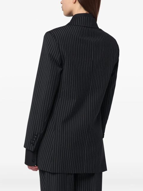 Max Mara striped-pattern double-breasted blazer - Black