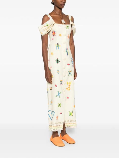 ALEMAIS Sidi square-neck midi dress - Yellow