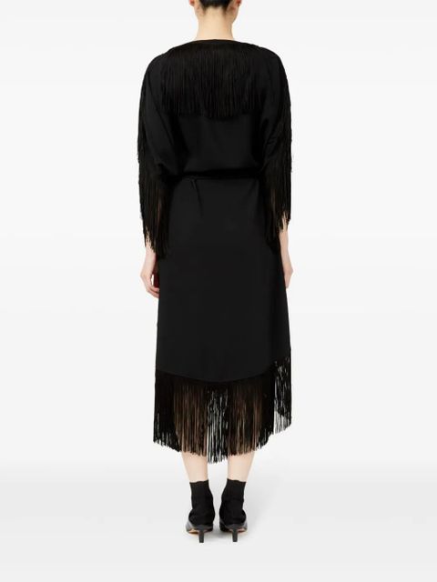 MM6 Maison Margiela fringe-detail belted midi dress - Black