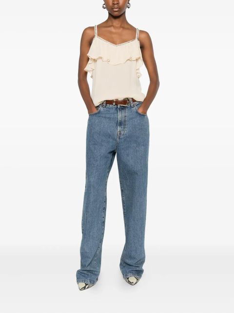 TWINSET ruffled rhinestone-embellished top - Neutrals - zdjęcie produktu nr 2