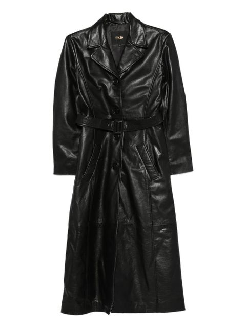 Maje belted leather coat - Black - zdjęcie produktu nr 1