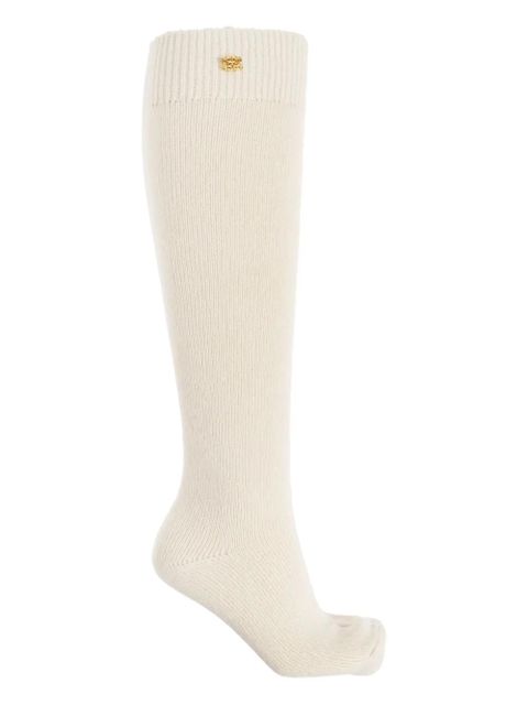 GANNI logo-plaque socks - Neutrals