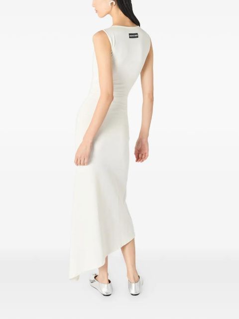 Marine Serre pearl logo asymmetrical midi dress - White