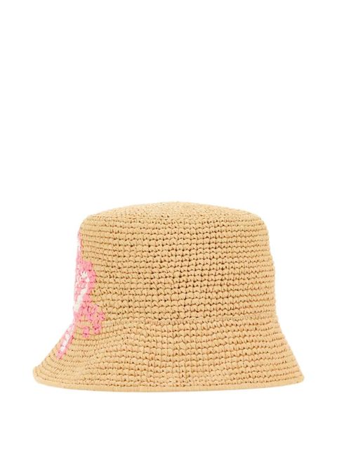 Prada crochet floral-embroidery bucket hat - Neutrals