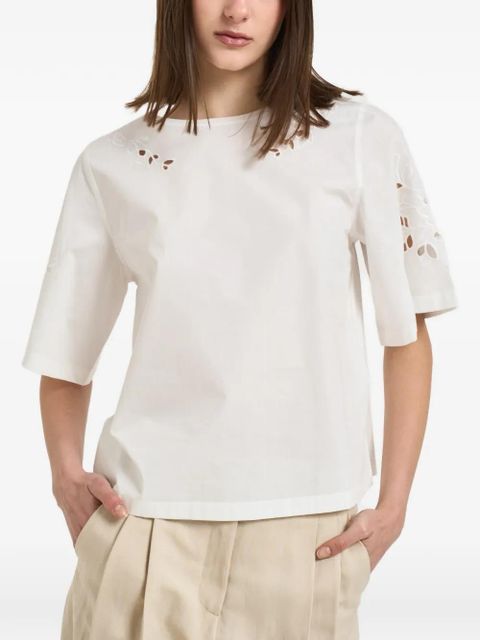 Weekend Max Mara broderie-anglaise short-sleeve cotton T-shirt - White - zdjęcie produktu nr 1