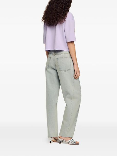 SANDRO frayed wide-leg jeans - Blue