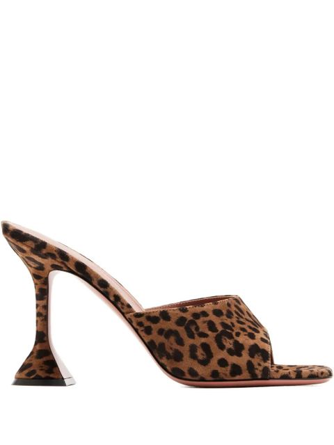 Amina Muaddi 95mm leopard-print heeled sandals - Brown - zdjęcie produktu nr 1