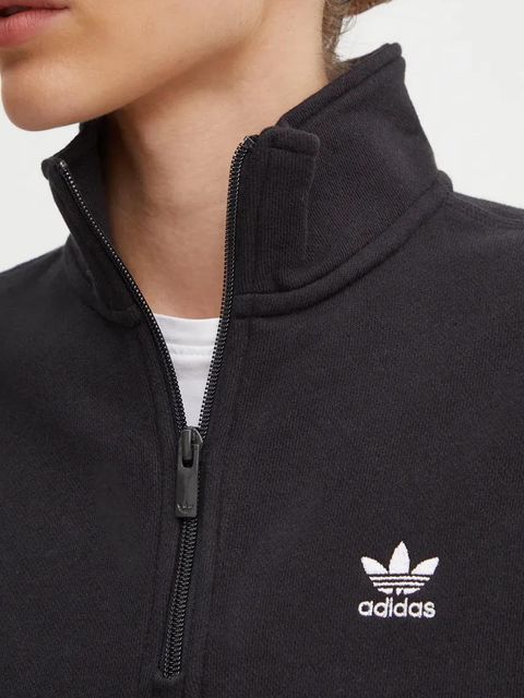 adidas Originals bluza bawełniana Essential damska kolor czarny gładka IW5726 - zdjęcie produktu nr 2