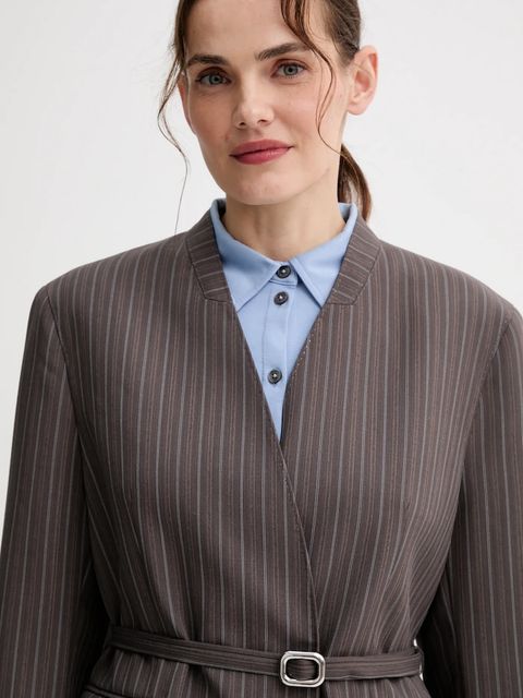 ISABELLE BLANCHE marynarka z wełną kolor brązowy dwurzędowa wzorzysta IS25FW-J043-T003