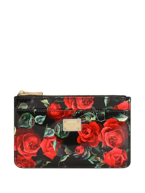 Dolce & Gabbana Dauphine Rose-print wallet - Black - zdjęcie produktu nr 1