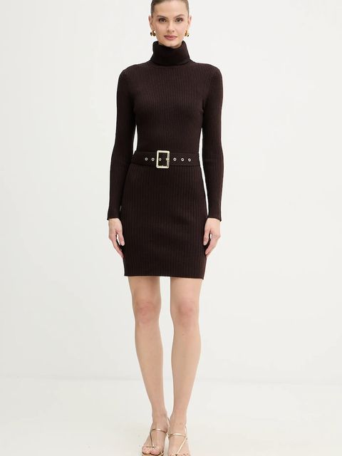 Morgan sukienka z domieszką wełny kolor brązowy mini dopasowana RMCAFE - zdjęcie produktu nr 2