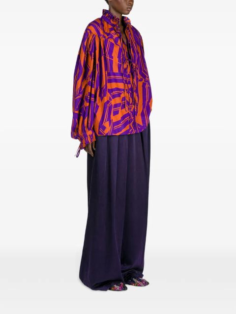 DRIES VAN NOTEN ruffled cotton shirt - Purple