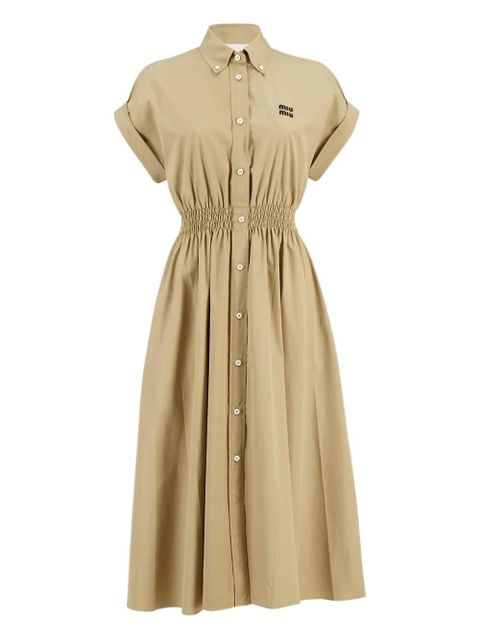 Miu Miu smocked waist shirt dress - Brown - zdjęcie produktu nr 1
