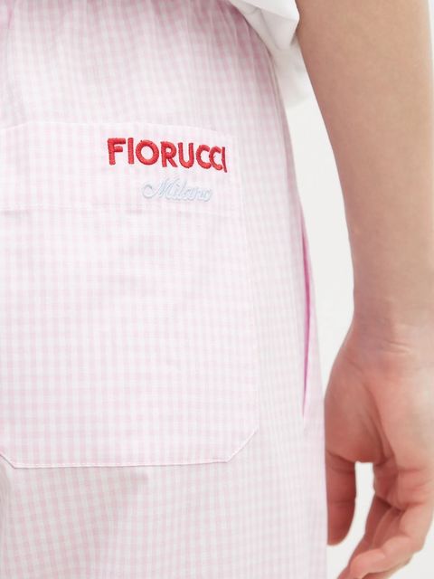 Fiorucci spodnie bawełniane Gingham Logo kolor różowy szerokie high waist U02SPBPA299CO01PN02 - zdjęcie produktu nr 2
