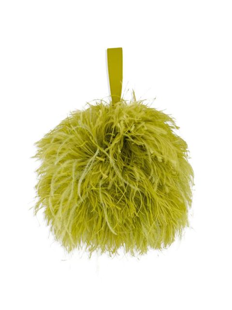 Ferragamo mini Double Gancini ostrich-feather clutch bag - Green
