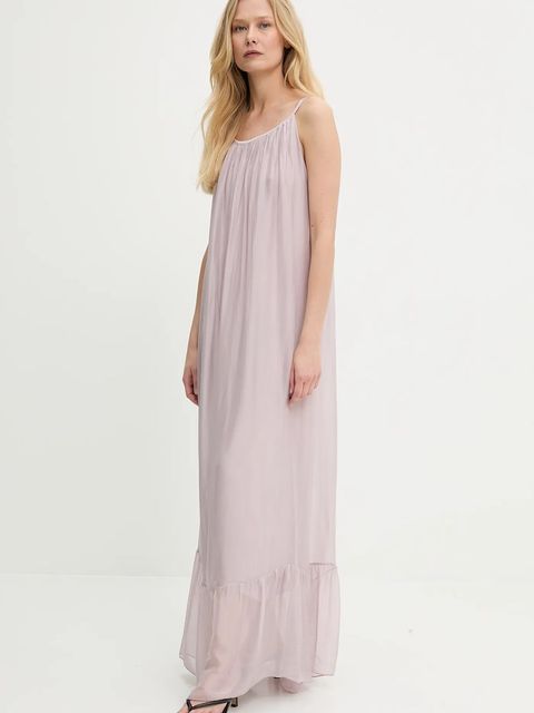 Answear.LAB sukienka z jedwabiem kolor fioletowy maxi rozkloszowana - zdjęcie produktu nr 2