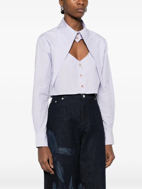 Vivienne Westwood seersucking stripe button crop shirt - White