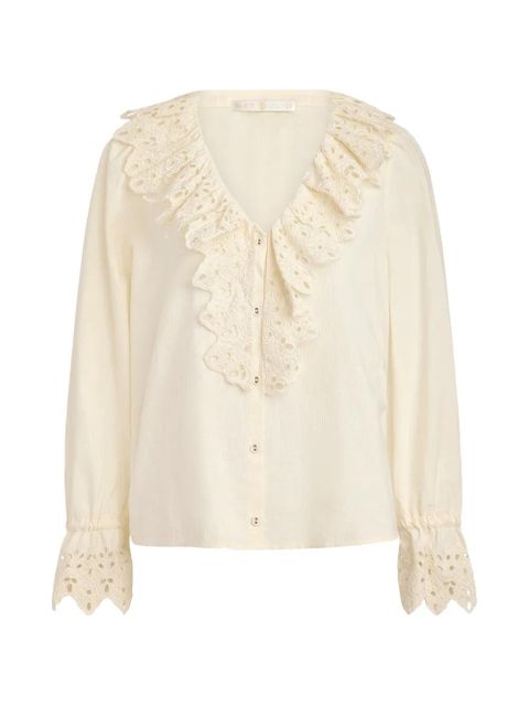 Marie Oliver Eden ruffled blouse - Neutrals - zdjęcie produktu nr 1