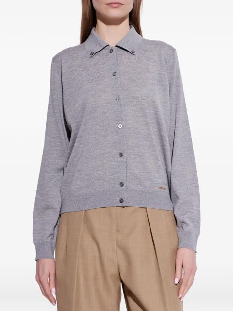 Versace logo-embroidered buttoned cardigan - Grey