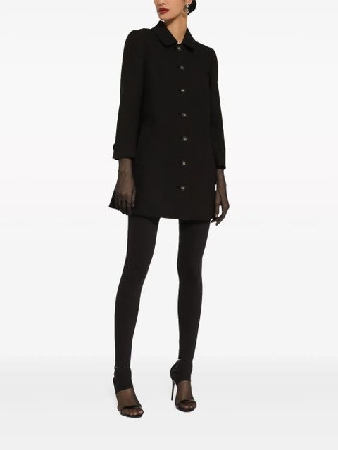 Dolce & Gabbana logo-engraved single-breasted coat - Black