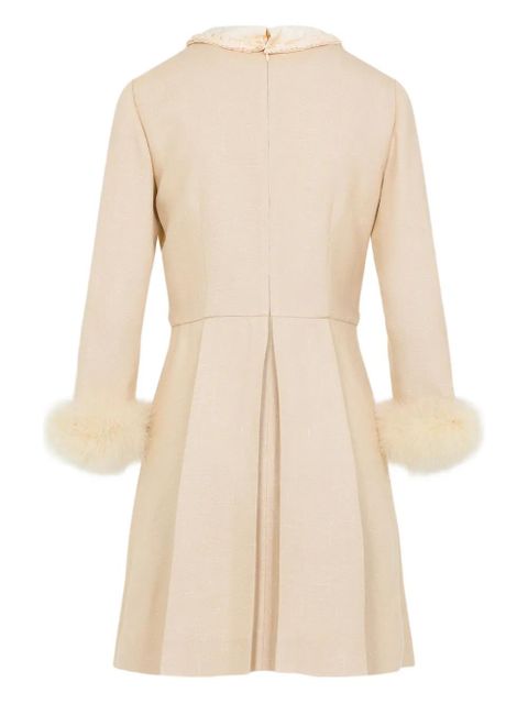 Valentino Garavani feather-trim mini dress - Neutrals