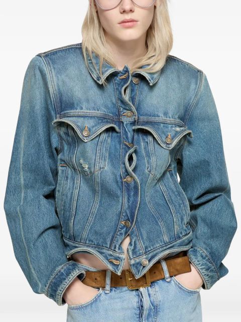 Acne Studios wavy-construction buttoned denim jacket - Blue