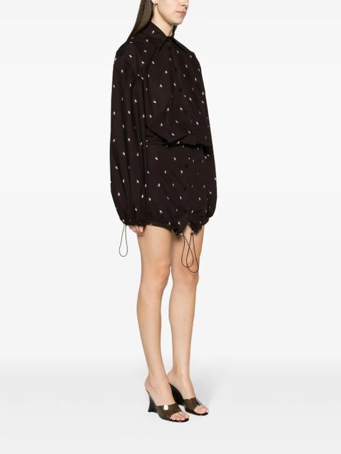The Attico logo-print cotton shirt dress - Brown