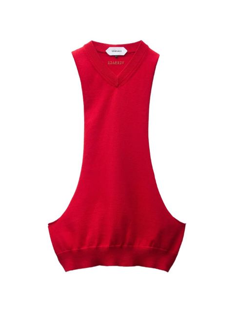 Versace V-neck logo knitted top - Red - zdjęcie produktu nr 1
