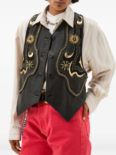 Versace beaded embellished leather waistcoat - Black - zdjęcie produktu nr 2