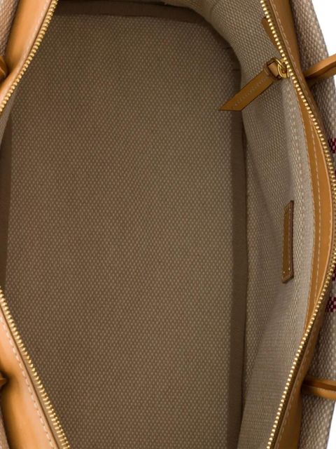 Prada large canvas and leather shopping bag - Neutrals