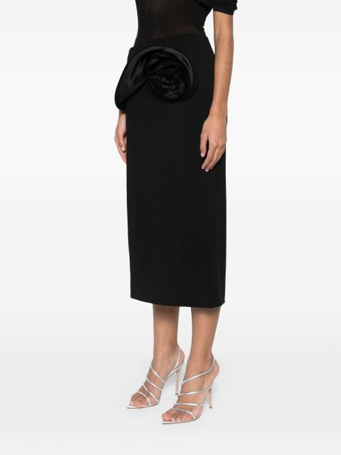 Magda Butrym floral-appliqué midi skirt - Black