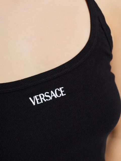 Versace Spaghetti strap logo dress - Black