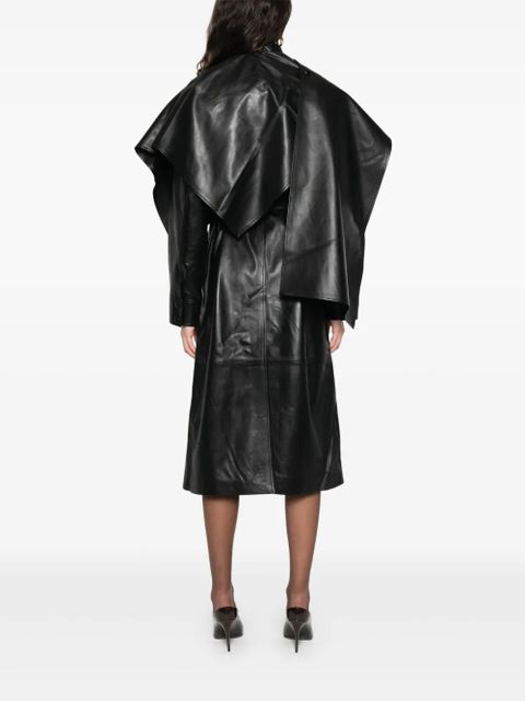 ducie Nina wrap around belted leather coat - Black