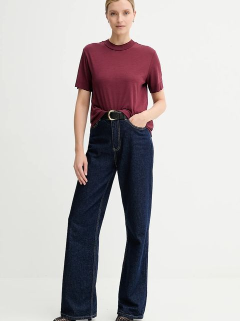 Calvin Klein t-shirt damski kolor bordowy LV044B206G