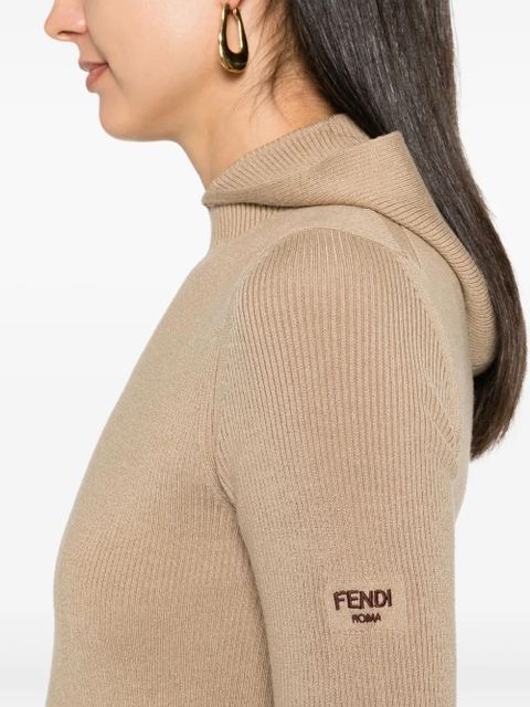 FENDI hooded mini dress - Neutrals