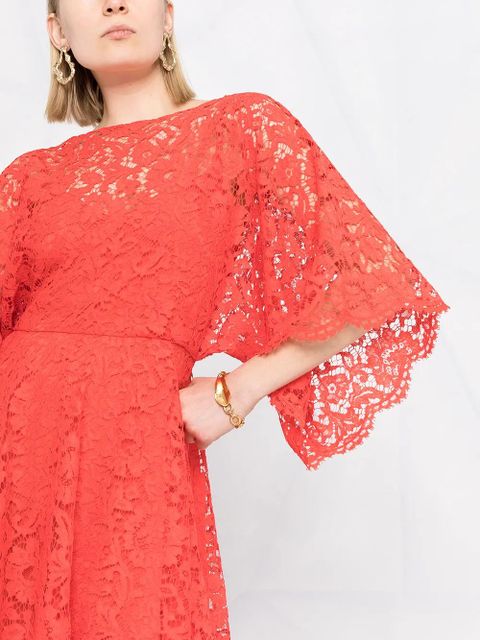 Valentino Garavani wide-sleeve lace dress - Pink