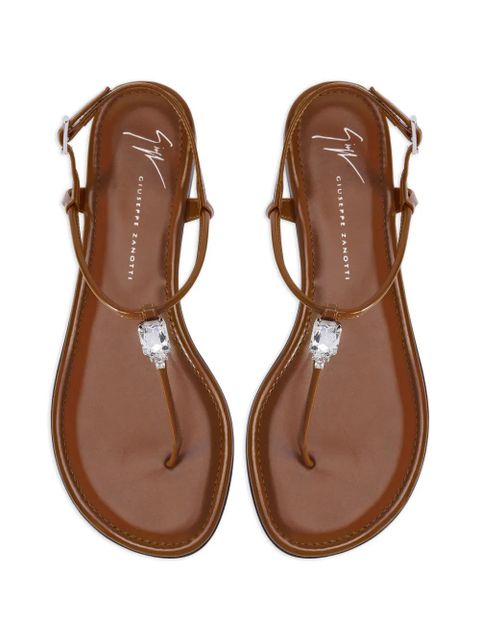 Giuseppe Zanotti MaeEve rhinestone adjustable flat sandals - Brown