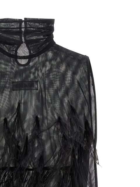 The Attico feather-skirt mini dress - Black